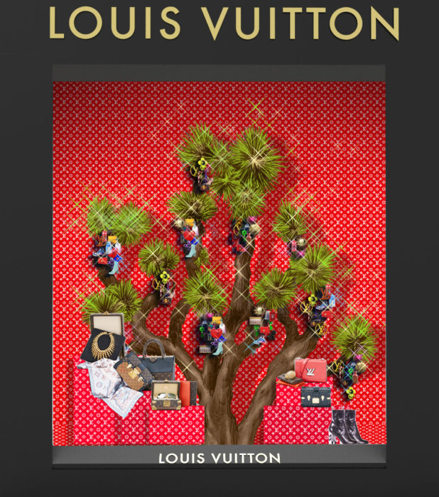 Projeto da vitrine de Natal com Árvore Yucca Louis Vuitton